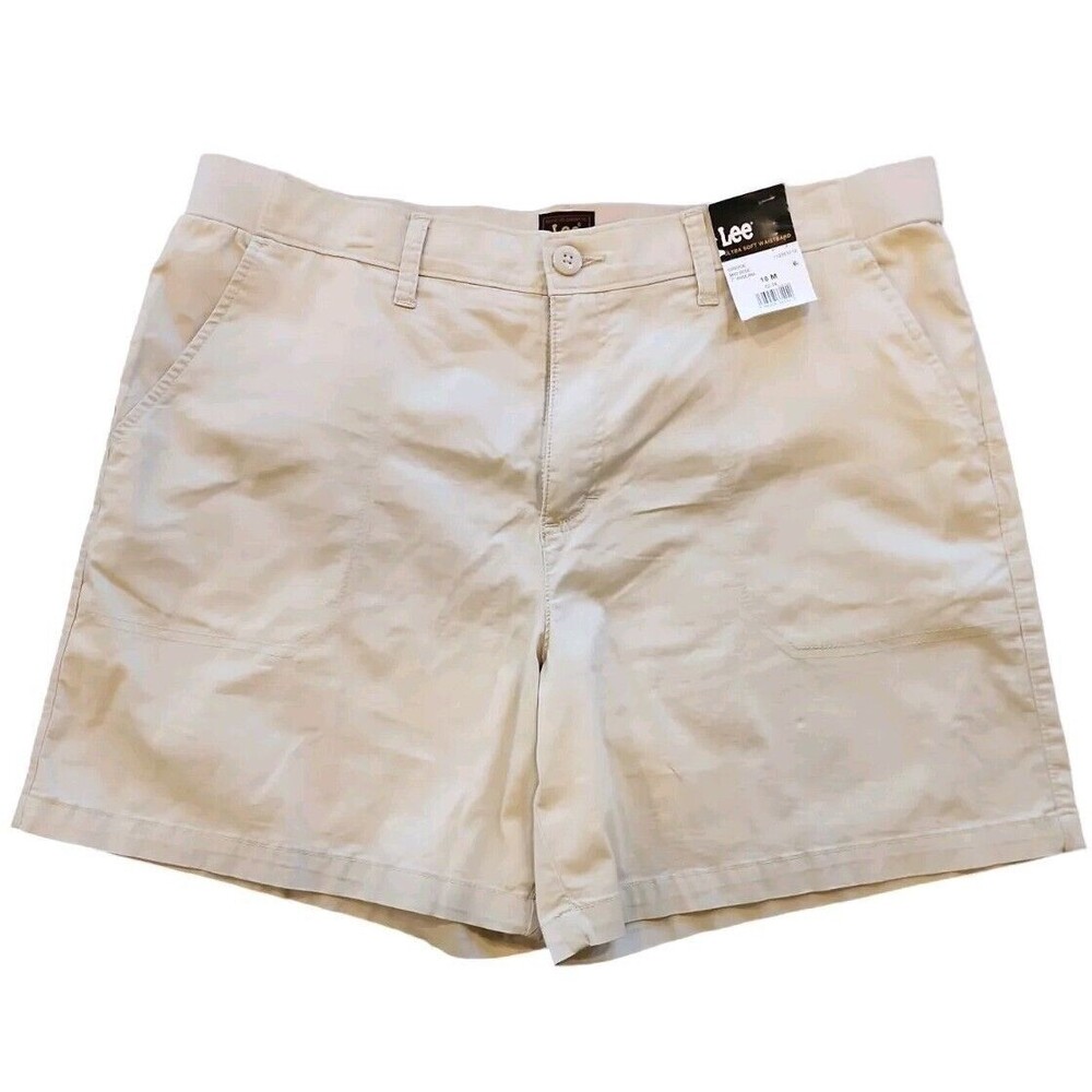Lee Women's Ultra Soft Mid Rise 7 Inch Inseam Utility Shorts-Greige Beige- 18M